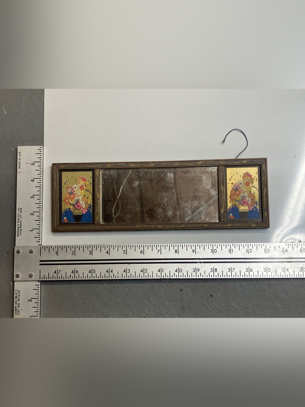 Vintage Floral Panel Mirror with Gold Accents